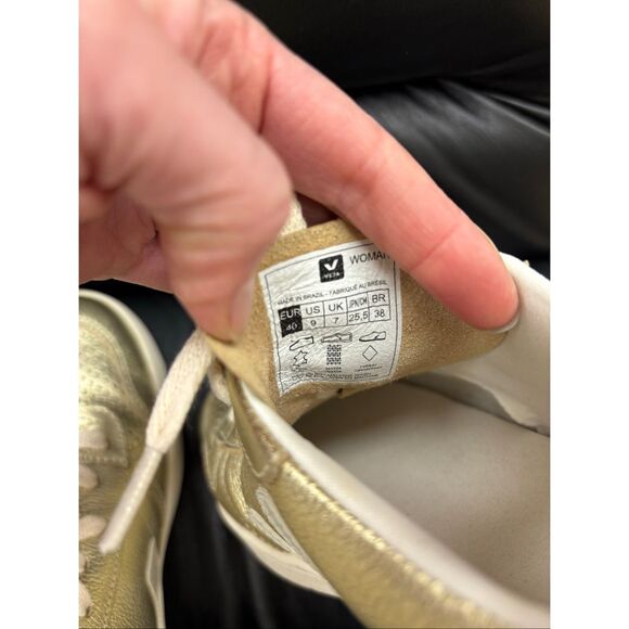 Veja V-10 LEATHER PLATINE PIERRE sneaker women’s Sz 9, $180 - Picture 8 of 10